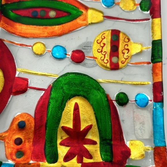 Glass Fusion Platter Christmas Ornaments 14.75x8 Inch - Picture 2 of 6